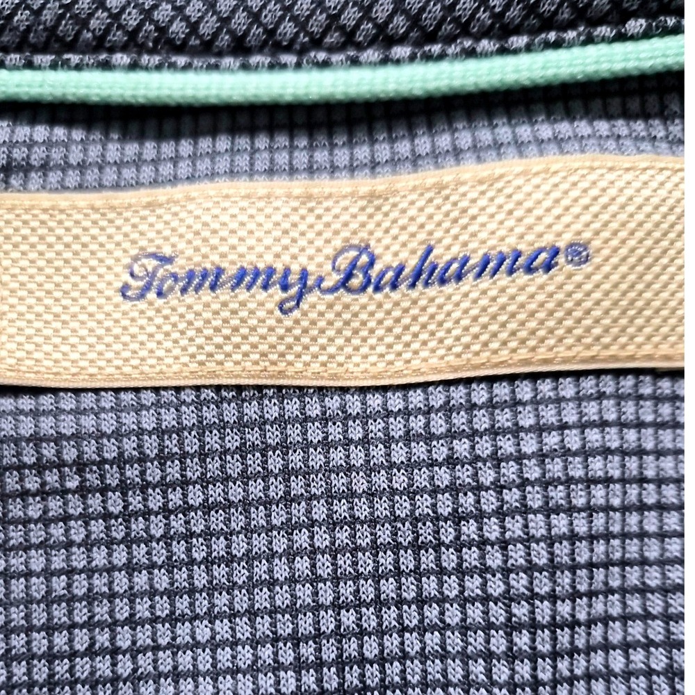 Tommy Bahama Mens Polo Shirt Blue Gingham Print Short Sleeve Golf Casual Size L - Picture 3 of 7